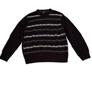 Dockers Black and White Patterned Crewneck Sweater